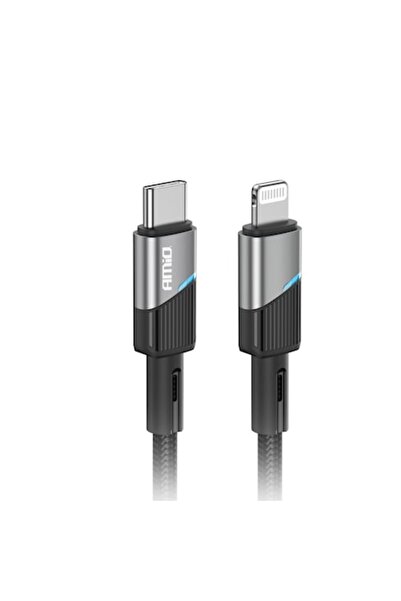 AMIO Cablu încărcător USB Lightning iPhone-Type C FullLINK 20W 100cm Negru-Gri
