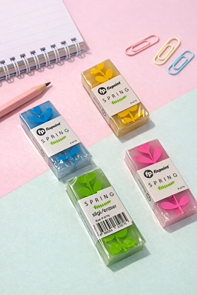 NaSaDAN Spring Yaprak Desenli Kokulu Şeffaf Silgi 1 Adet – Renkli Okul Silgis...