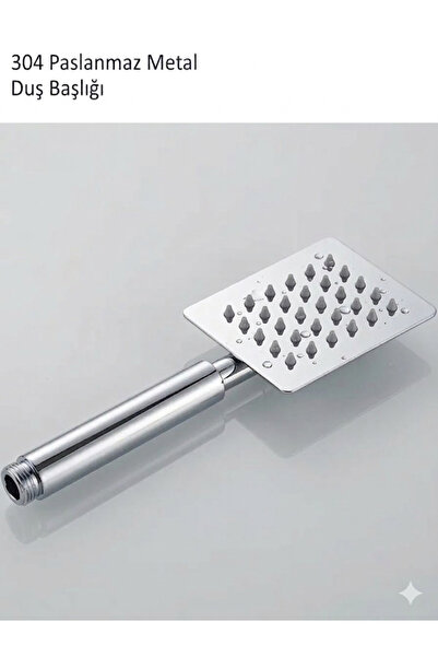 KAVİTİCARET 304 Paslanmaz Çelik Kare El Duş Başlığı - Krom Kaplama Şık Tasarı...