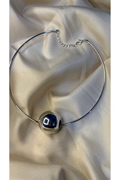 BUSİELLE JEWELRY قلادة تشوكر مزينة بكرة فضية