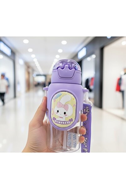 Kuzey Tacı Children's Water Bottle with Character Figures, Patterned Straws a...