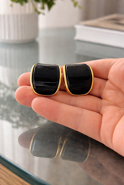 POYASE Black Bombeli Gold Framed Modern Women's Earrings