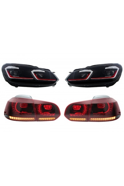 tuningset Faruri și stopuri LED compatibile cu VW Golf 6 VI 2008-2013 cu Face...
