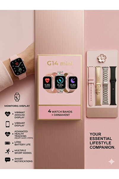 tebo aksesuar aklı): Kadınlar İçin En Şık Hediye Mini Akıllı Saat – Rose Gold...