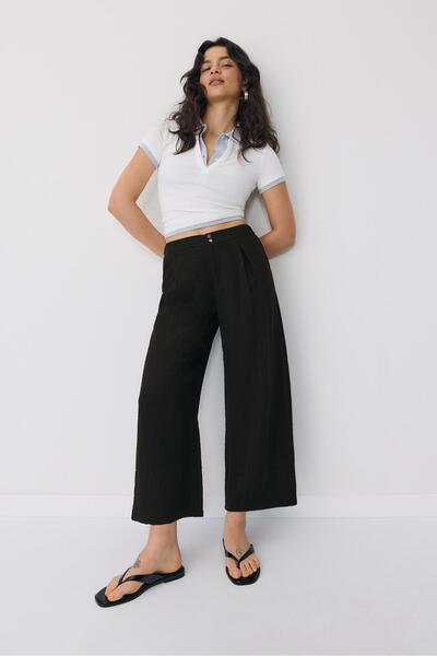 Stradivarius Keten karışımlı culotte pantolon