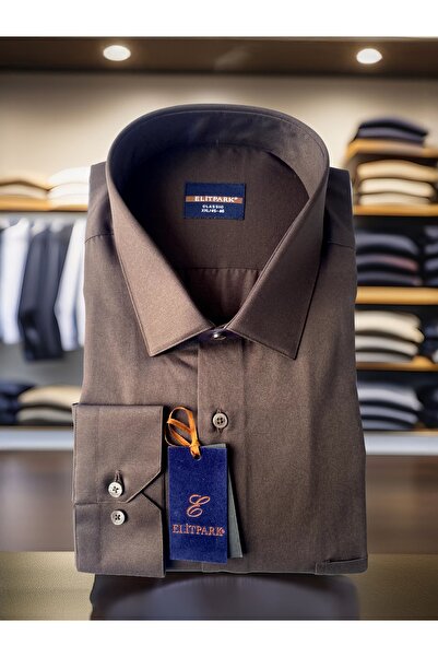 elitpark Battal Beden Düz Renk Pamuklu Erkek Gömlek