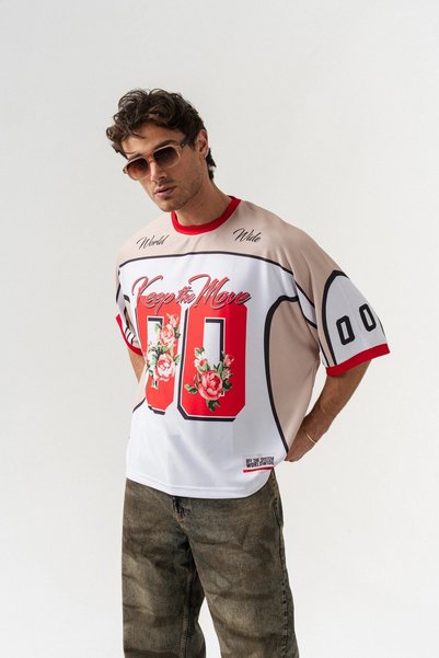 go gang own 00 Rose Jersey Crew Neck Oversized Jersey T-Shirt