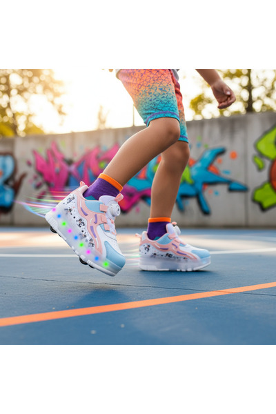 Empressco Işıklı Patenli Ayakkabı Kız Çocuk, Tekerlekli Spor Ayakkabı, LED Iş...