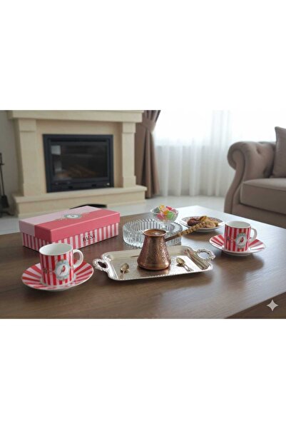 balsa group Balsa Mrk Model 2-Piece Porcelain Coffee Cup 90Cc Bird Pattern Red Turkish Coffee Cup