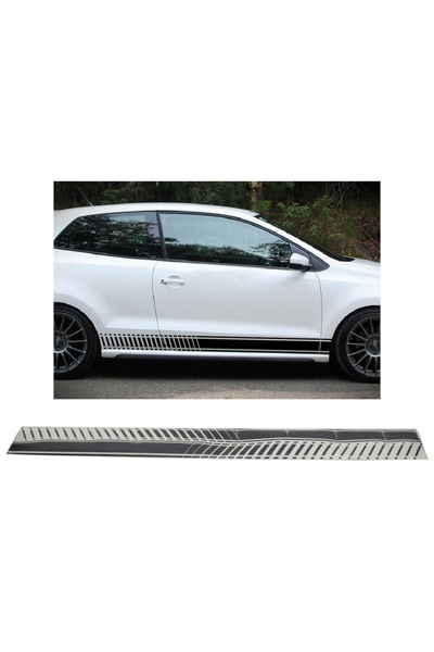tuningset Autocolante laterale din vinil negru mat, compatibile cu VW POLO Go...