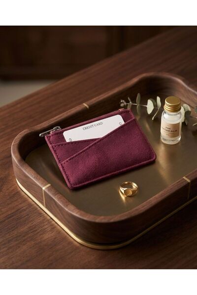 bag Women's Suede Zippered Card Holder Wallet