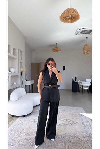 Buket Teke Black Vest Set Set of Belt