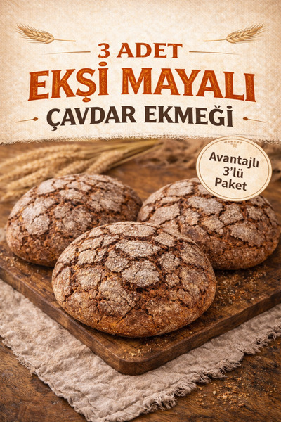 Bekos Unlu Mamuller 3 Adet Ekşi Mayalı Çavdar Unlu Köy Ekmeği(Toplam 3 kg) – ...