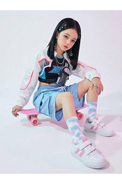 Butik حذاء رياضي للأطفال للجنسين وردي/أبيض – بطانة مانعة للانزلاق فيلكرو كاجو...