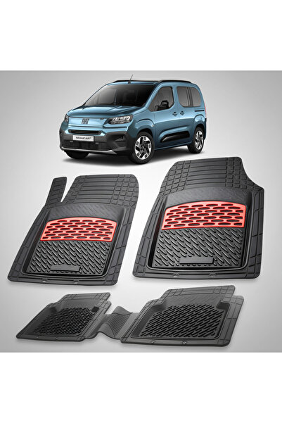 TEAMCAR Πατάκια δαπέδου Fiat Doblo III K9 MPV Συμβατά 2022-2026 | Κόκκινα