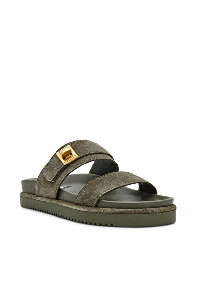 Steve Madden Take-two Solid Dark Olive Low Heel Sandals