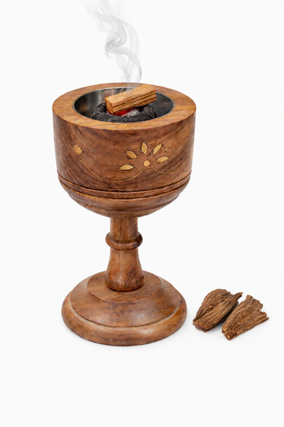 VENDIX Luxury Wooden Bakhoor Burner Incense Holder with Steel Bowl | Elegant ...