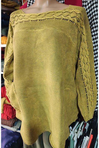 Sosyete Kaplumbağa Authentic 100% Cotton Knitwear Single Pocket Washable Hair Knit Boat Neck Sweater