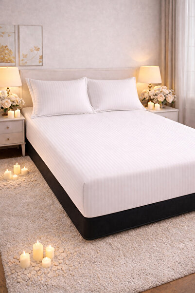 Casa Pucioasa Stretchy Fitted Bed Sheet 180x200 +25 cm for High Mattress, Set...