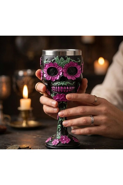Kuzey Tacı Renkli İskelet Temalı "Dia de los Muertos" Dekoratif Paslanmaz Çel...