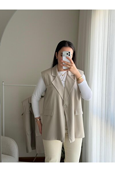 BUTİKMELİSATEZCAN Kemerli Vatkalı Oversize Yelek