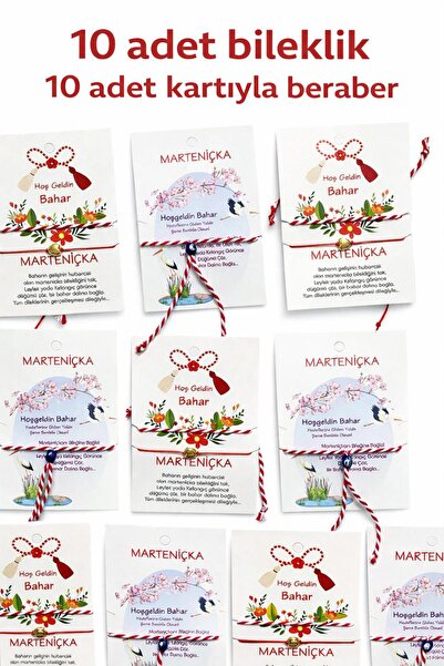 HOOZEN STORE 10 Adet Marteniçka Şans Ve Dilek Bilekliği ve Kartı -Nazar Boncu...