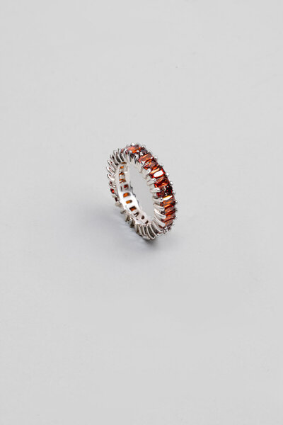 So CHIC... Baget Işıltısı 18 Ayar Beyaz Altın Kaplama Gümüş Yüzük