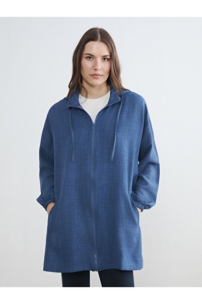 LC Waikiki Navy Blue Hooded Oversize Women's Tunic