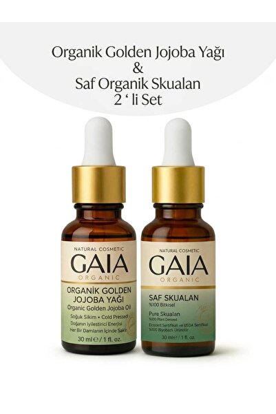 Gaia Organic Organik Golden Jojoba yağı & Saf Organik Skualan 2 'li Set