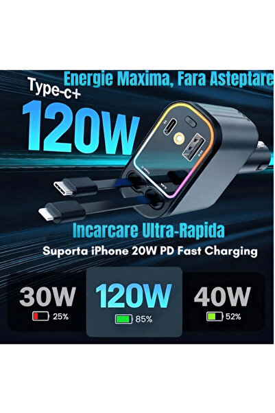 Magic Încărcător auto 4 în 1 cu lumină