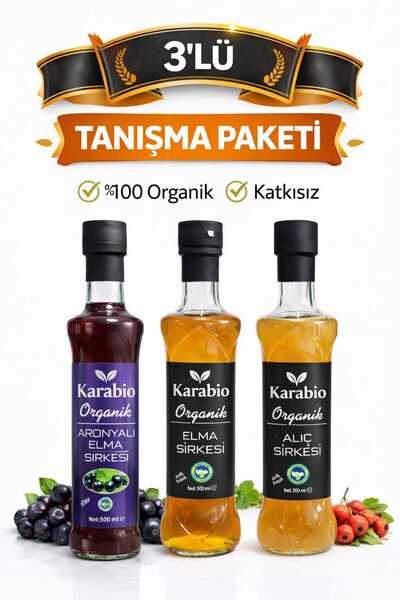 karabio Organik Sertifikalı Alıç Sirkesi - Elma Sirkesi - Elmalı Aronya Sirke...