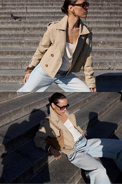 Stradivarius Short double-breasted trench coat