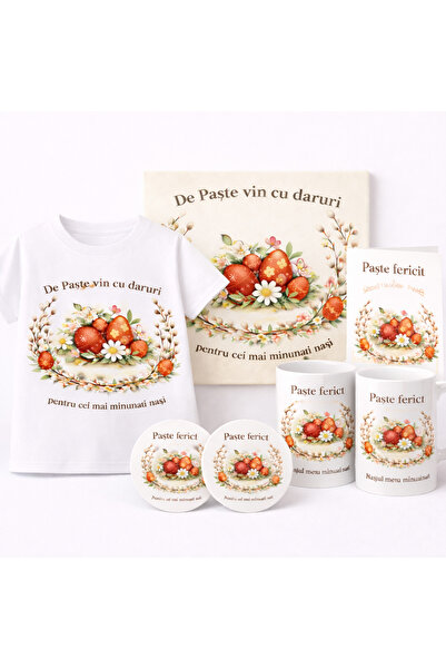 OEM Set Cadou de Paste pentru Nasi,Tricou „De Paste vin cu daruri”, Cani, Coa...