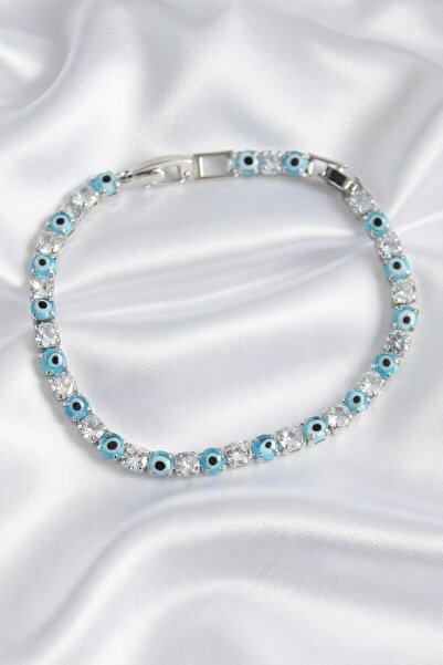 Jadem Gold Brass Waterway Zircon Stone Evil Eye Beaded Women's Bracelet