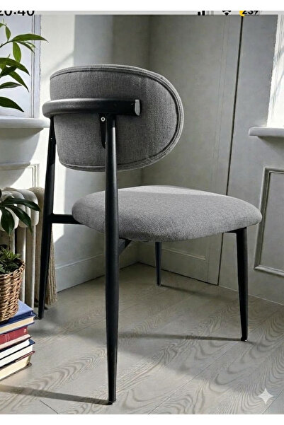 Sahra İNOVASYON Bohem 1 adet Polo KETEN GRİ Renk Metal Sandalye Mutfak Salon vs