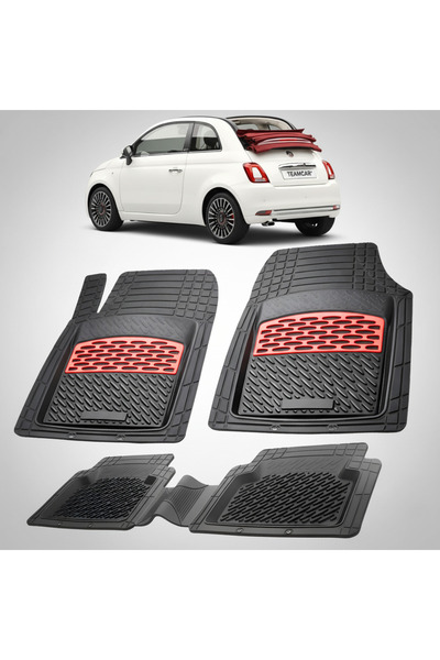 TEAMCAR Fiat 500C (Cabrio) Συμβατά Πατάκια Facelift 2015-2024 | Κόκκινα