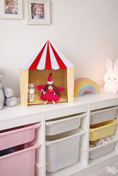 Boncukafası Sirk Temalı Ahşap Duvar Rafı – Çocuk Odalarına Masalsı Dokunuş