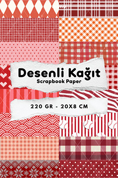 Mimu Art Studio Desenli Kağıt Seti Scrapbook Kağıdı (220 gr) Ajanda Kolaj Jun...