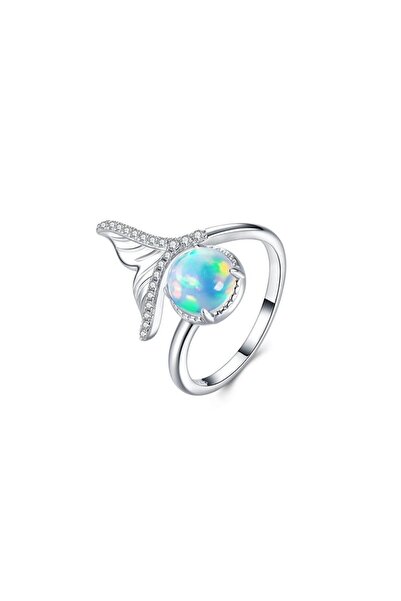 genernic Women's Mermaid Ring 925 Sterling Silver Rhodium Plated Zircon Ring