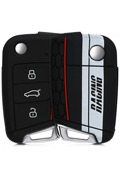 KWmobile Carcasă cheie auto pentru VW - 3 butoane, silicon, neagră, 42888.25