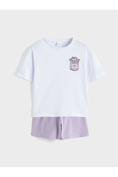 LC Waikiki Seray Yeni Sezon Bisiklet Yaka Kız Çocuk Şortlu Pijama Takımı