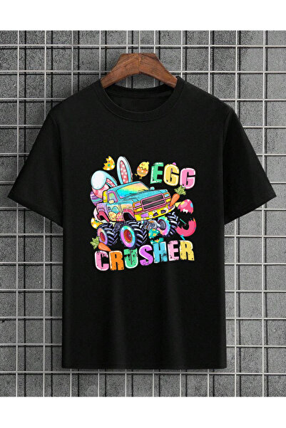 lovver Tricou Premium cu imprimeu cu design special Iepurașul de Paște și Ouă...