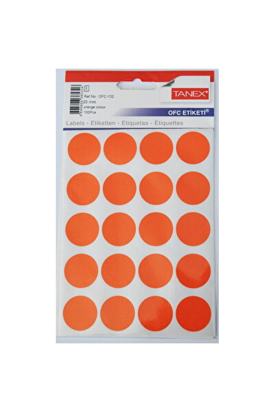 Tanex Etichete autoadezive color, D25 mm, 100 buc/set, - orange
