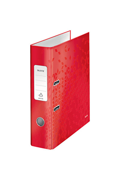 Leitz Biblioraft 180 WOW, carton laminat, partial reciclat, FSC, A4, 80 mm, rosu