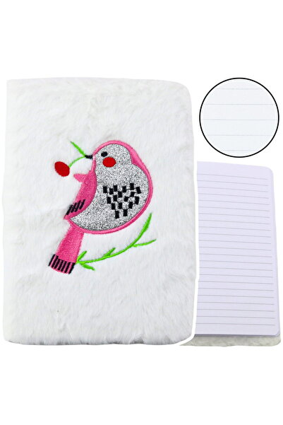 LEAN Caiet de pluИ™ cДѓptuИ™it cu pasДѓre, sclipici argintiu, alb