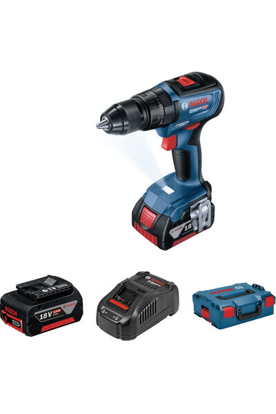 Bosch GSB 18V-50 Masina de gaurit cu percutie brushless cu 2 acumulatori Li-I...
