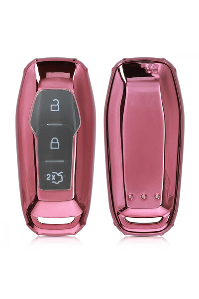 KWmobile Car Key Case for Ford - 3 Buttons, Silicone, Pink, 48985.93