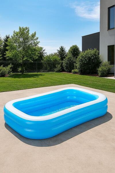 Empressco Aile Boyu Eğlence İçin Büyük Dikdörtgen Şişme Havuz (262x175x51cm)