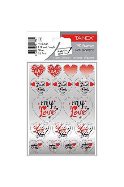 Tanex Stickere decorative, 2 file/set, Kids - inimi - argintii, TNX 345