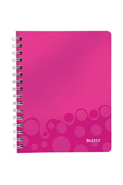 Leitz Wow office notebook, PP, A5, spiral bound, mathematics - metallic pink